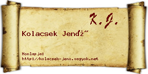 Kolacsek Jenő névjegykártya