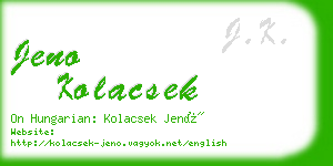 jeno kolacsek business card